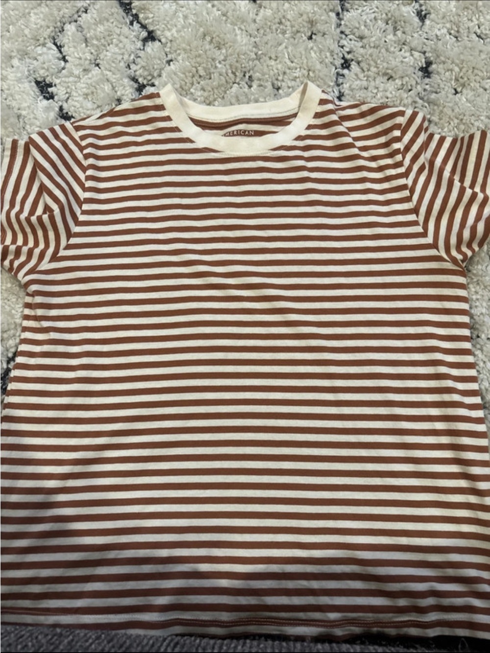 Cream & Brown Striped Short-Sleeve Tee